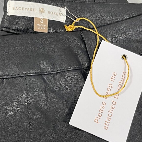 Backyard Roses Kendall Faux Leather Pants in Black - Size Small - NWT - Picture 3 of 7